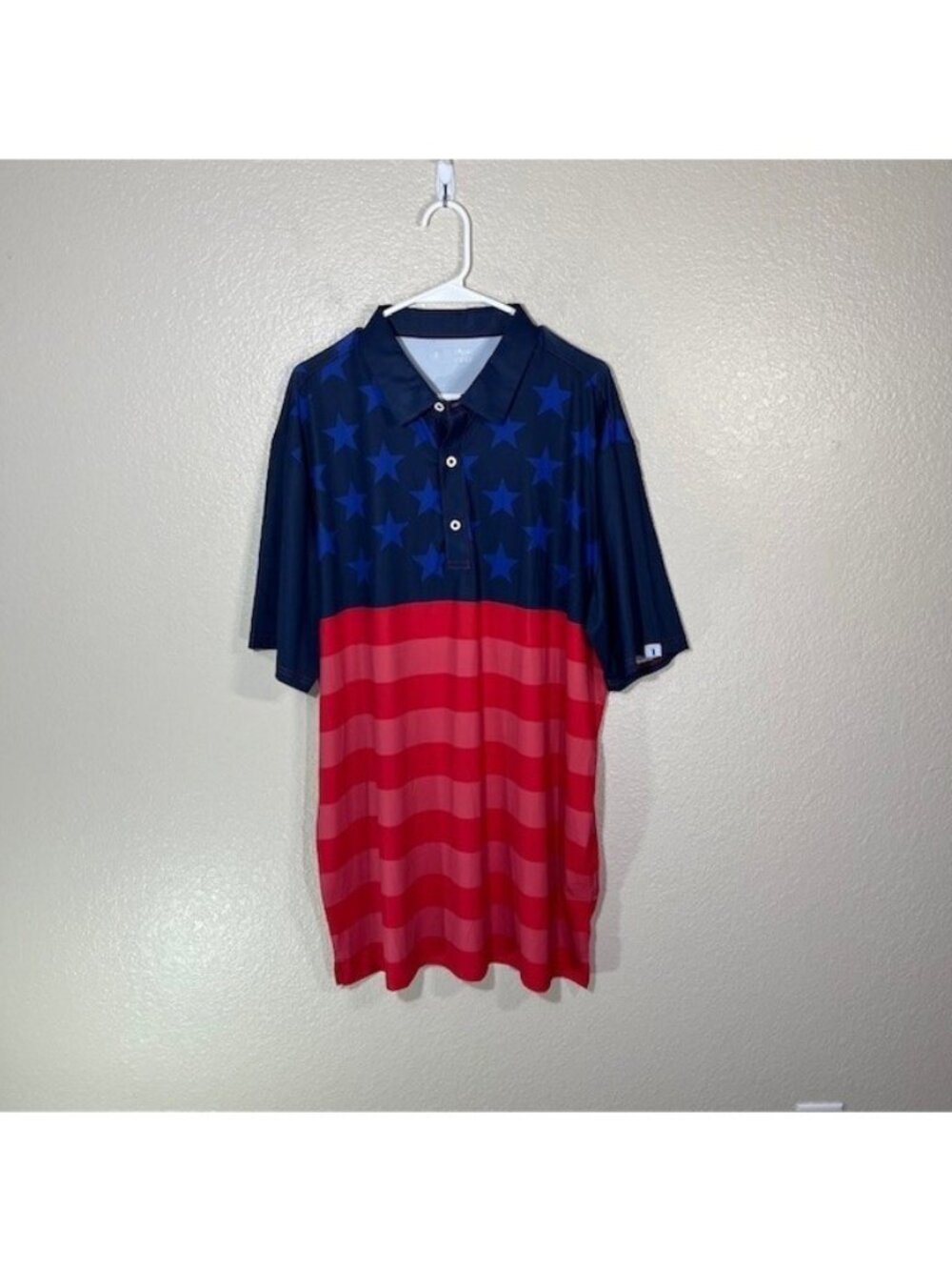 USAG U Suck At Golf Polo Mens XXXL Shirt USA American Flag Athletic Stretch